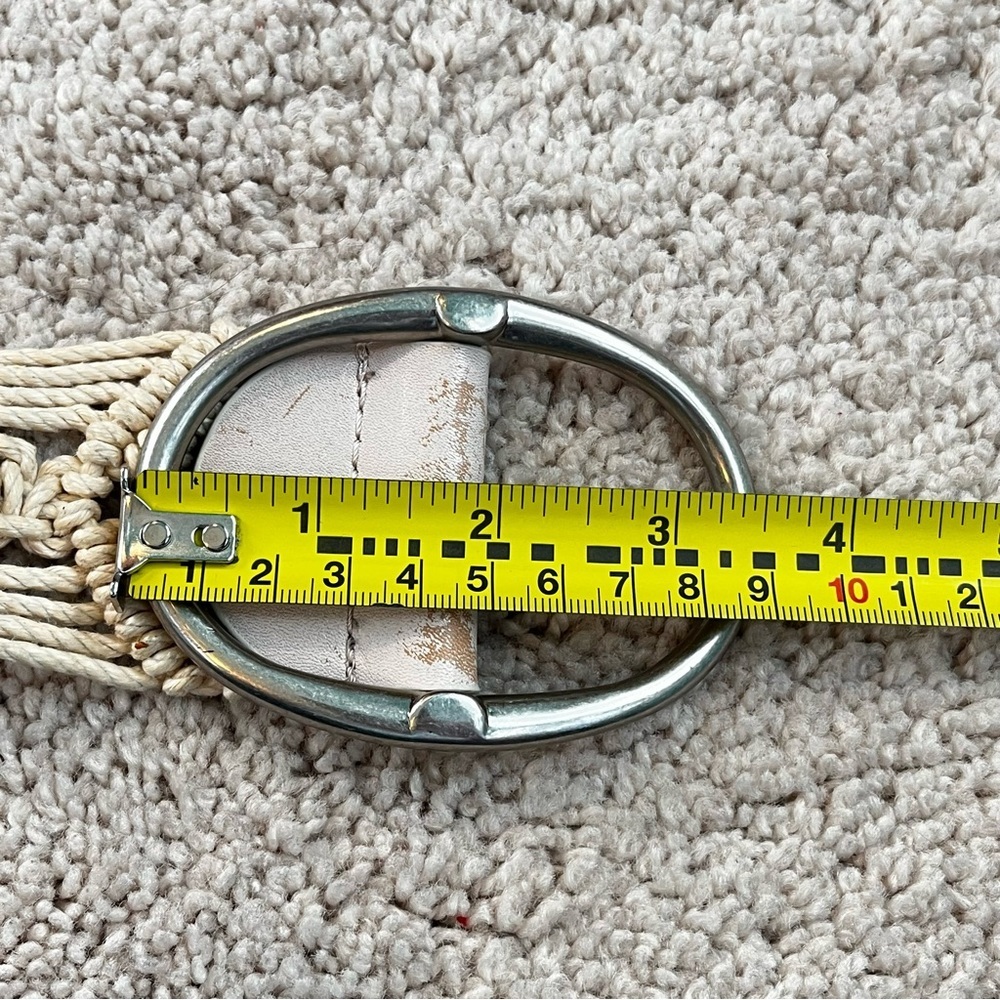 Vintage Macarame Belt Oval Metal Buckle Cotton Cord Boho Hippie Retro 39" Long - Picture 8 of 8